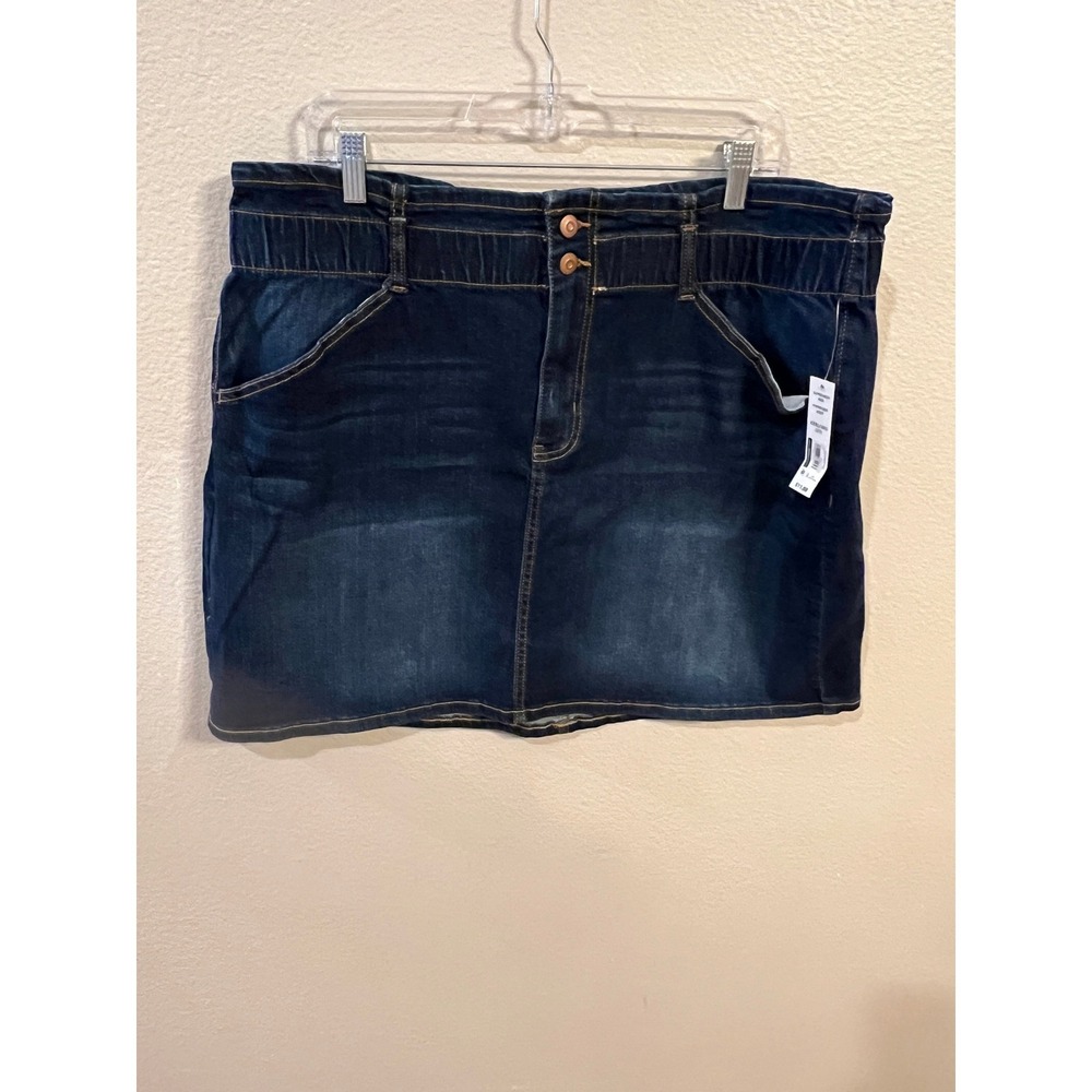 No Boundaries Super High Rise Paper Bag Waist Denim Mini Skirt Size 21 XXXL